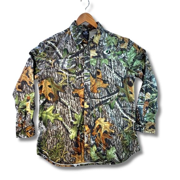 Mossy Oak Obsession Button-Up Camouflage Shirt Men L Vented Hunting Hiking Camp - Picture 1 of 9